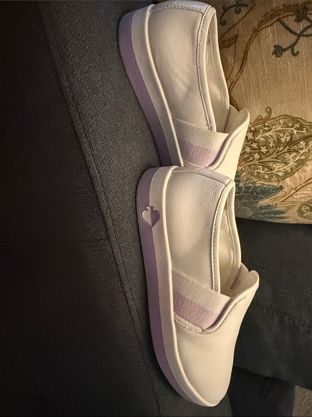 kate spade White Slip-On Sneakers with Lilac Accent